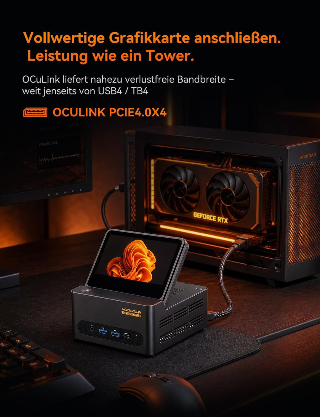 AOOSTAR G-FLIP H255 Mini PC, AMD Ryzen 7 H255 (8C/16T, bis zu 4,7 GHz), Mini Gaming PC mit 24 GB DDR
