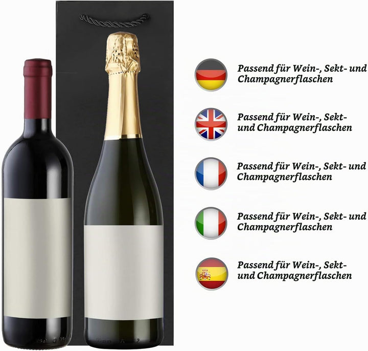10 Flaschentüten Geschenktüten für Weingeschenke wie Wein Prosecco und Champagner - Be Happy Rot, Be