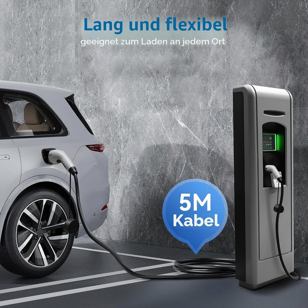 Typ 2 Ladekabel 16A/11 kW/3-Phasig/5 Meter Elektroauto Ladekabel Typ 2 auf Typ 2 EV Ladekabel für E