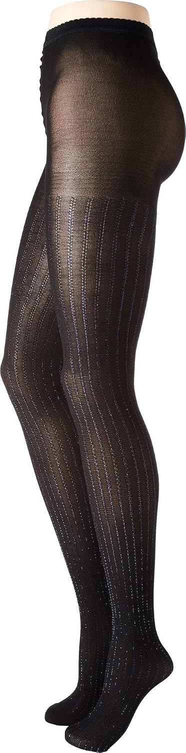 Wolford Sparkle Strip Tights Strumpfhose blickdicht mit glitzernden Streifen (M, black/blue)