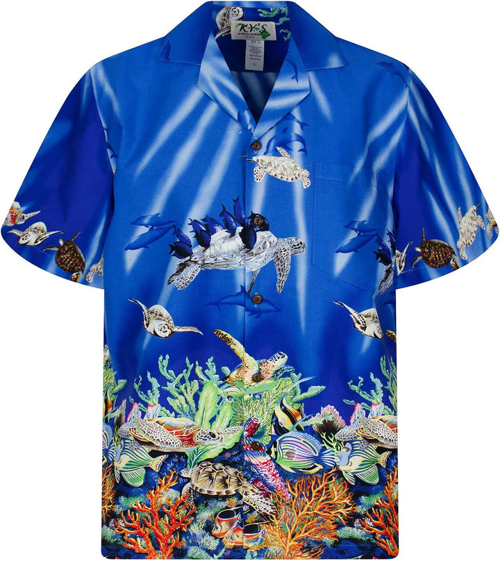 KY's Hawaiihemd Hawaiishirt original Made in Hawaii S-6XL S Blau, S Blau