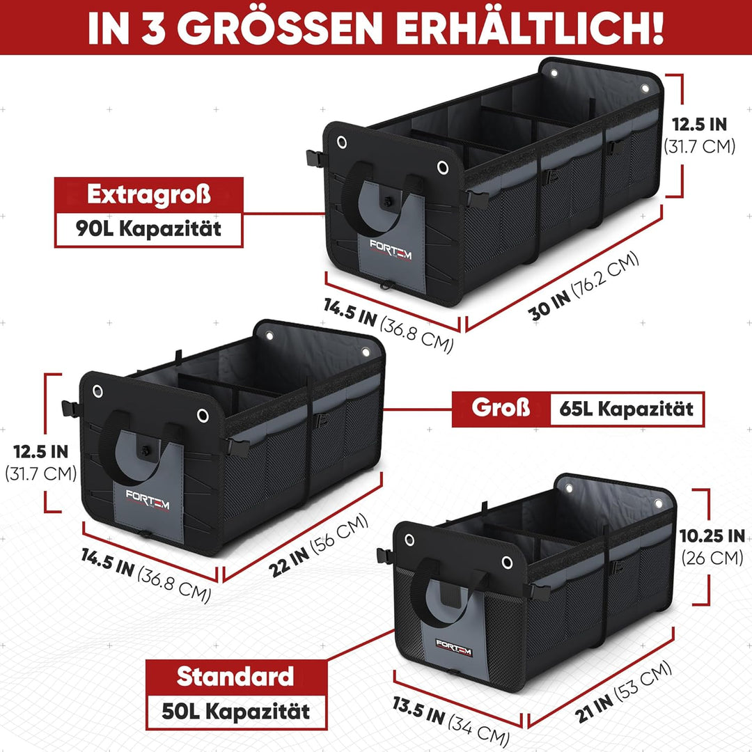 FORTEM Kofferraum Organizer, Kofferraumtasche, Zusammenklappbarer Auto Organizer Kofferraum mit Fäch