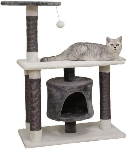 Kerbl Pet Kratzbaum Jade Darklight, Katzenbaum für kleine bis mittelgrosse Katzen, Mit Sisalsäulen/H