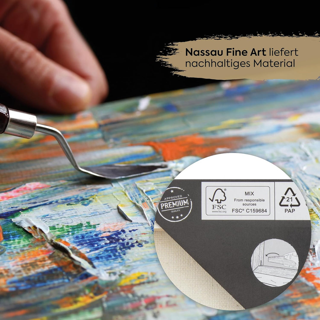 Van Nassau Fine Art Leinwand zum Bemalen | Leinwände-Set | 50 x 70 cm | 12 Stück | Keilrahmen klein/