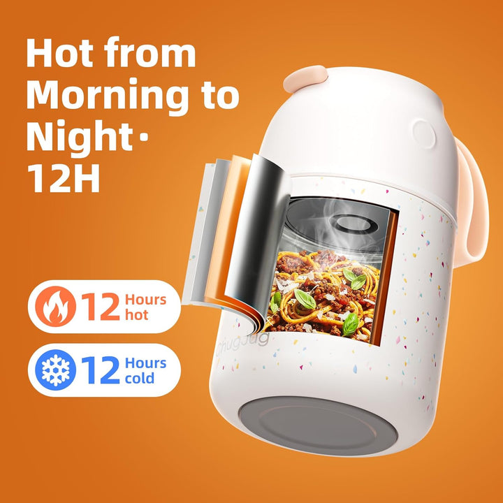 Thermobehälter für Essen 530ml, Edelstahl Thermobecher für Essen Warmhaltebehälter mit Löffel, Ausla