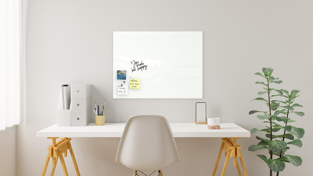 ALLboards Glasboard Magnetisch Weiss 80x60cm, Rahmenlos, Glastafel, Magnettafel, Gehärtetes Glas, We