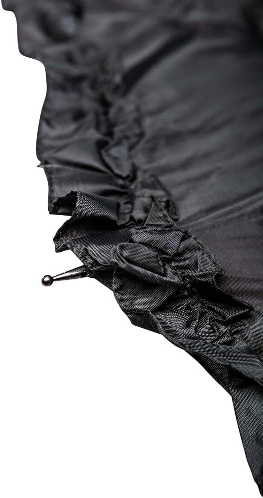 LUCKYWEATHER Regenschirm Stockschirm Damen Rüschenschirm schwarz/violett Holzstock Double Layer I St