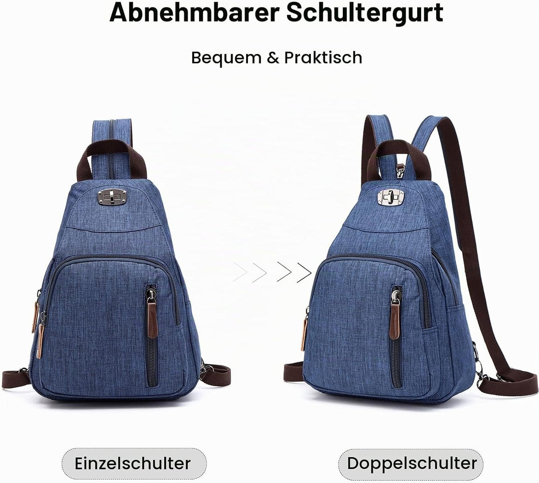 FANDARE Retro Brusttasche Sling Bag Klein Rucksack Schulranzen Umhängetasche Schulrucksack Sporttasc