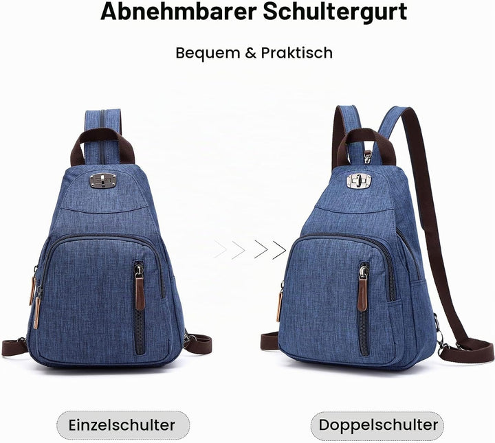 FANDARE Retro Brusttasche Sling Bag Klein Rucksack Schulranzen Umhängetasche Schulrucksack Sporttasc