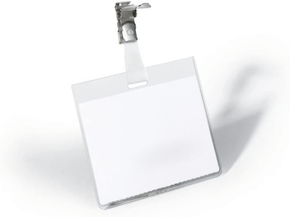 Durable Namensschild (mit Clip, 60 x 90 mm, Kunststoff) Packung à 25 Stück, transparent, 800319 60 x