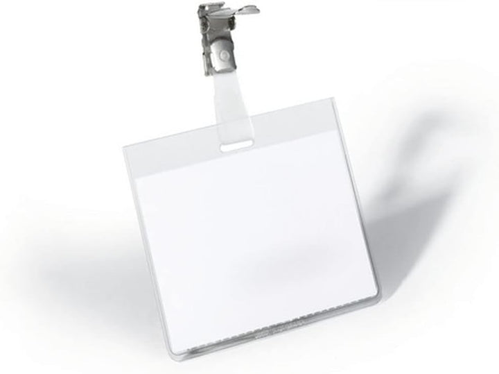 Durable Namensschild (mit Clip, 60 x 90 mm, Kunststoff) Packung à 25 Stück, transparent, 800319 60 x