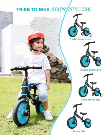 UBRAVOO Fit 'n Joy Kinderfahrrad Fahrräder, 4-in-1 Laufrad für Kinder mit Pedalen und Stützrädern, T