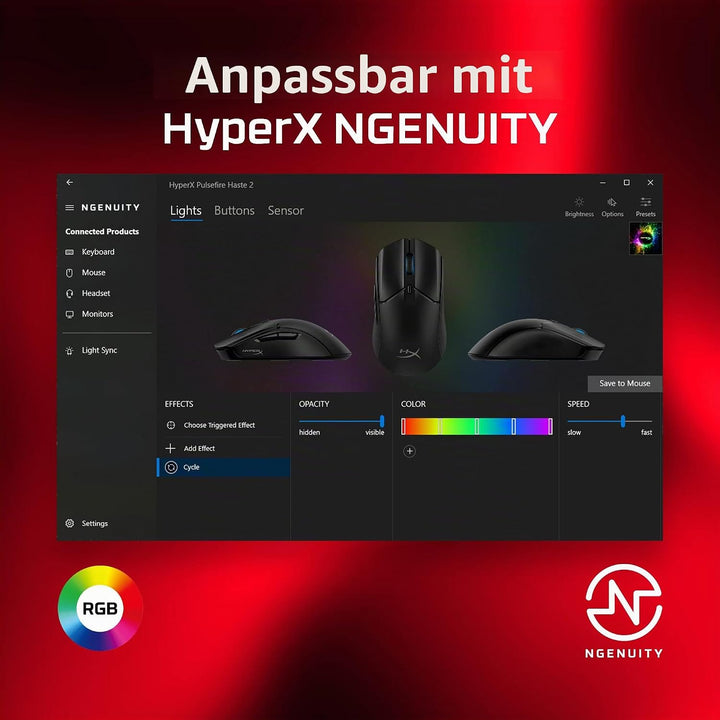 HyperX Pulsefire Haste 2, Kabelgebundene Gaming-Maus, 53 g, 26K Sensor, 26.000 DPI, 8000 Hz Abfrager