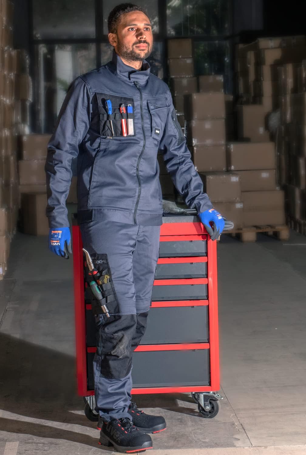 Uvex Echor Bundhose - Herren Arbeitshose mit Stretch-Bund - Cargohose - flexibel & robust 60 Dunkelb