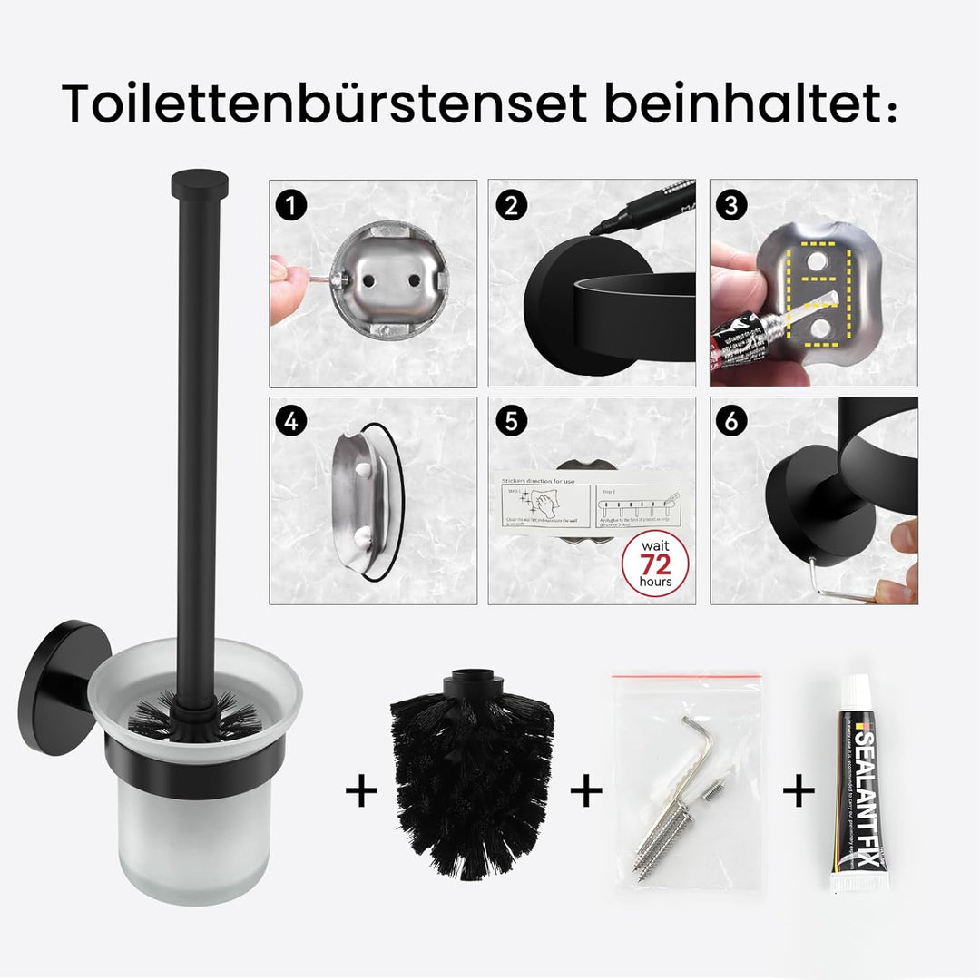 Dailyart Klobürste, Toilettenbürste Klobürste Schwarz WC Garnitur WC Bürste Ohne Bohren Klobürstenha