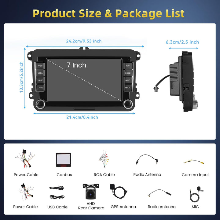 Roinvou 8 Core 4+64G Android15 Autoradio für VW Golf 5 6 Passat Polo Tiguan Touran Caddy Skoda Wirel
