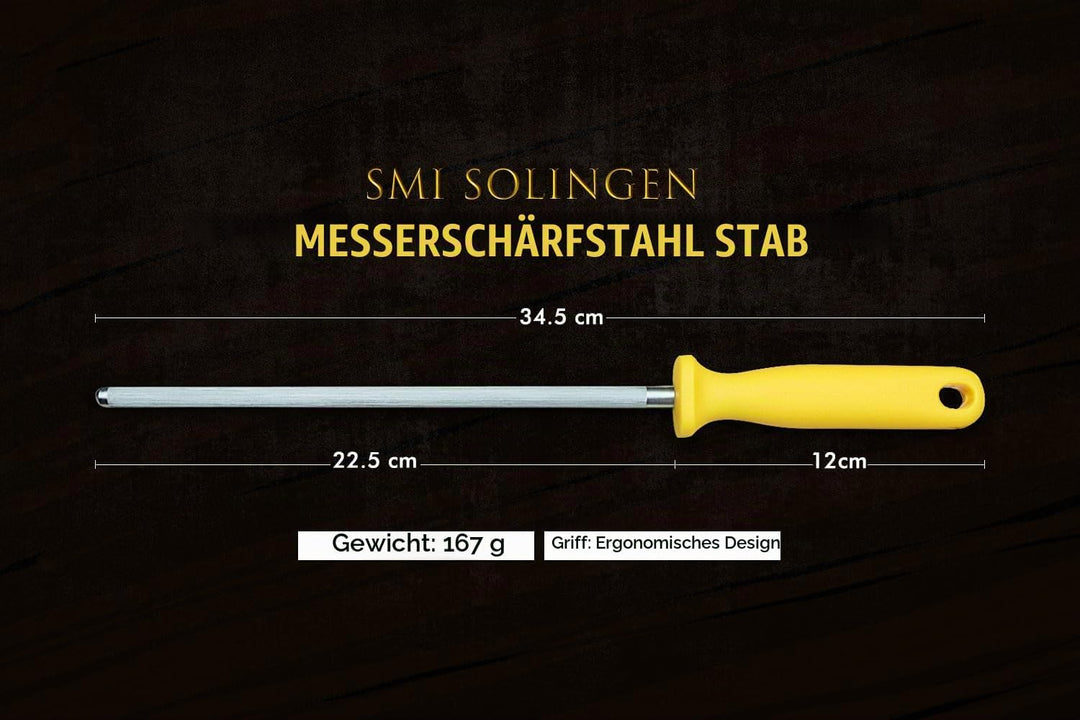 SMI Solingen Messerschärfer Wetzstahl für Messer - Messerschleifer, Schärfen, Wetzstab, Schleifstab