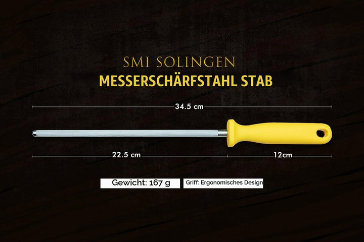 SMI Solingen Messerschärfer Wetzstahl für Messer - Messerschleifer, Schärfen, Wetzstab, Schleifstab