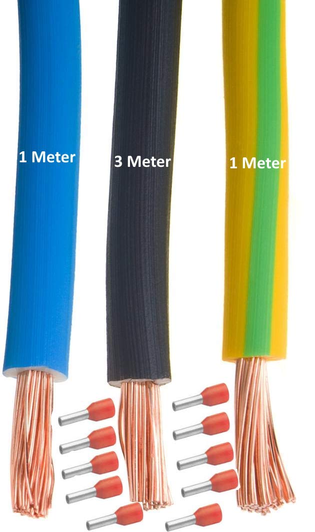 Verdrahtungssatz 10mm² 10mm2 3/1/1 Meter H07V-K flexibel Verdrahtungsleitung Aderleitung Kabel mit A