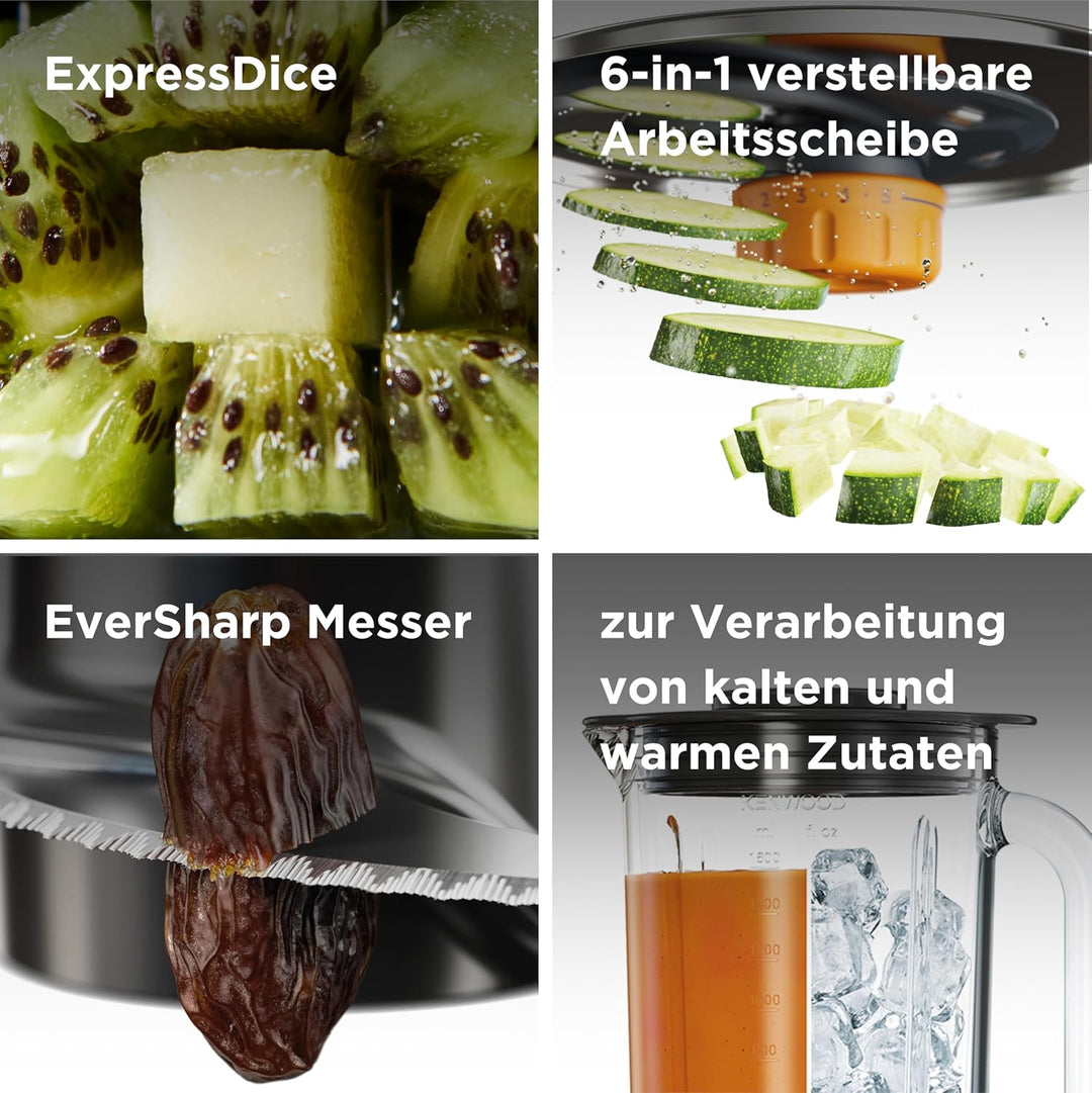 Kenwood MultiPro XL Weigh+ FDM72.990BK – Küchenmaschine (1000 W) mit Waage, Timer, XL-Einfüllschacht
