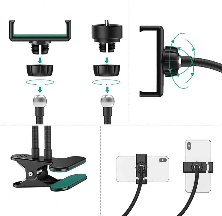 Selfie Ringlicht, LED Fülllicht Dual Lampenkopf mit Handy Clip 9cm 3 Farb Fernbedienungs Ringlicht k