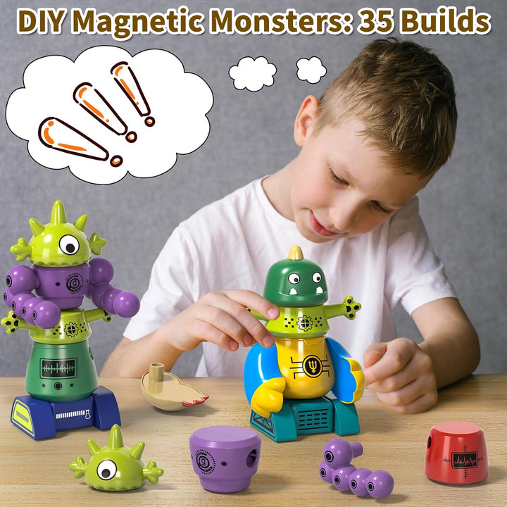 Magnetisches Roboterspielzeug für Kinder ab 3-7 Jahren, 5-stück Magnetmonster-Bausteine, stapelbares