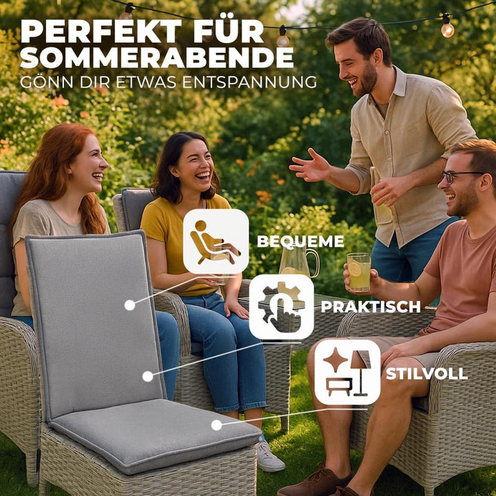 Hochlehner Auflagen 120x50x8cm, Wasserabweisend | Premium-Material 200gsm, Extra dicke Polsterung 8