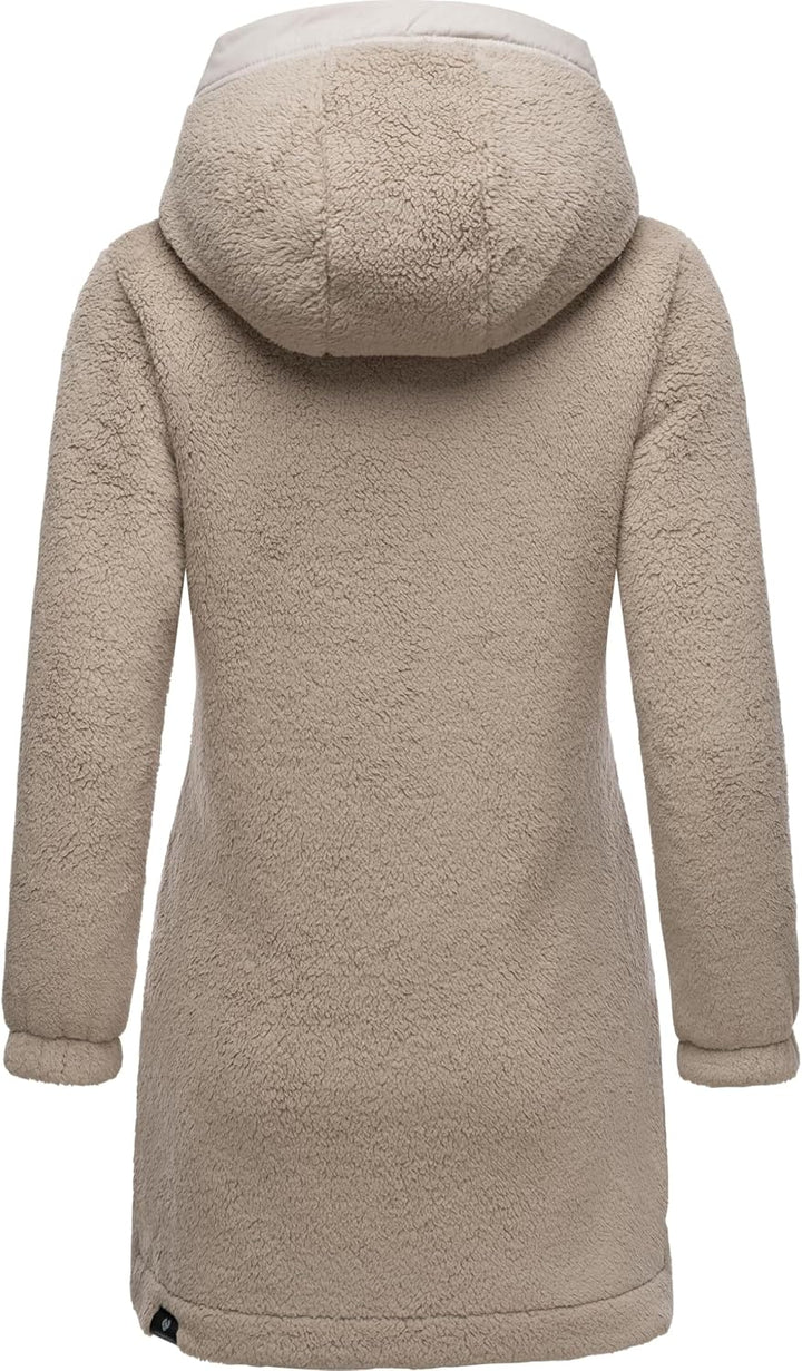 Ragwear Damen Fleecejacke Kurze Teddyfleece-Jacke warm mit Kapuze Cousy XS-6XL 3XL Bone24, 3XL Bone2