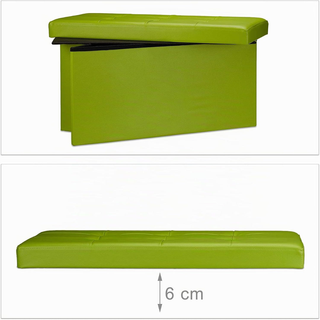 Relaxdays Faltbare Sitzbank 38 x 76 x 38 cm HxBxT, 2-Sitzer m. Stauraum, Kunstleder Sitzhocker 300 k
