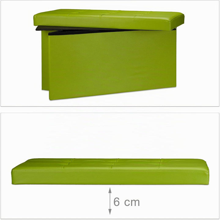 Relaxdays Faltbare Sitzbank 38 x 76 x 38 cm HxBxT, 2-Sitzer m. Stauraum, Kunstleder Sitzhocker 300 k