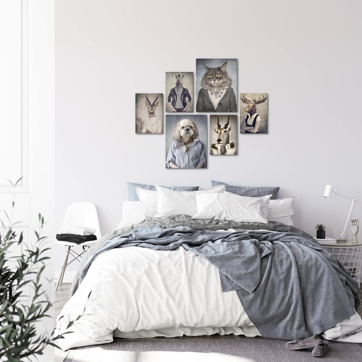 Novart Bilder Set - AUFHÄNGFERTIG - KEIN EXTRA RAHMEN BENÖTIGT - Abstrakt Modern Tiere - Wohnzimmer
