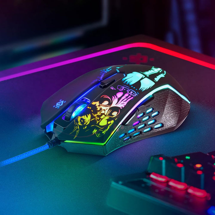 Defender Sin’Sister GM-933 Gaming Maus - Ergonomische, Kabelgebundene PC Maus mit Seitentasten, 7200