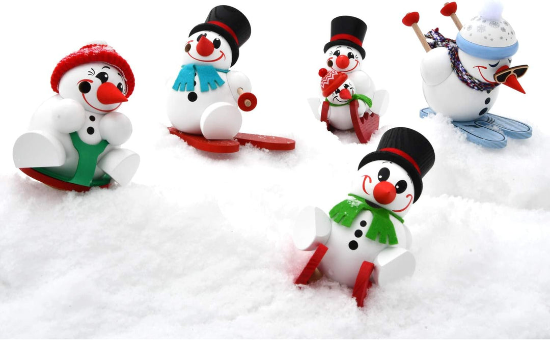Seiffener Volkskunst | Deko Räuchermännchen | Cool-Man Räuchermann 11 cm | Schneemann | Original Erz