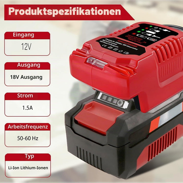 Auto Ladegerät für Einhell 18V Akku, Mini -Ladegerätersatz für Einhell 18 Volt PXC Batterie 4511396