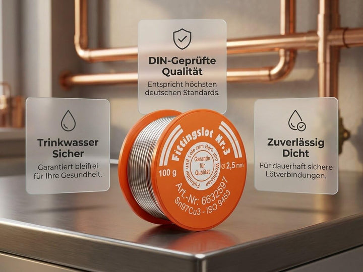 Lötzinn, Weichlot 100g oder 250 g für Löt-Fitting Kupfer Lot S-Sn97cu3 (2 mm 250g) 2 mm 250g Lötzinn