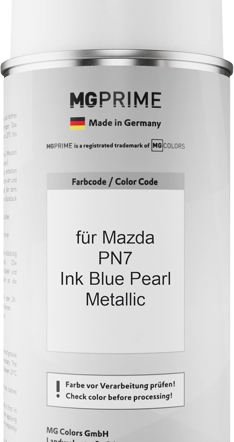 MG PRIME Autolack Sprühdosen Set für Mazda PN7 Ink Blue Pearl Metallic Basislack Klarlack Spraydose