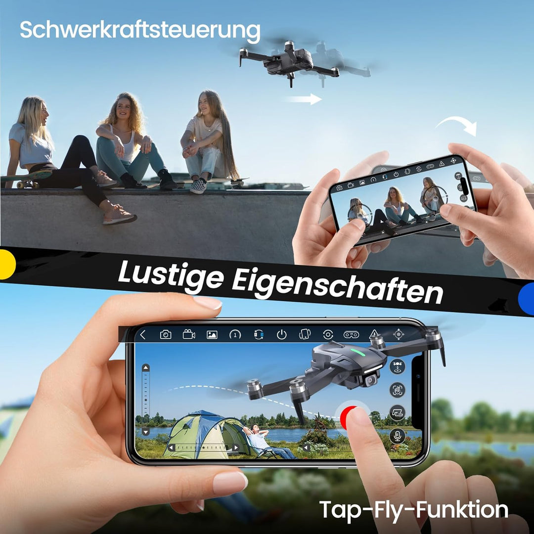 DEERC Drohne mit Kamera 1080P für Kinder, RC Quadrocopter D75 faltbar mit Wifi Übertragung, Lange Fl
