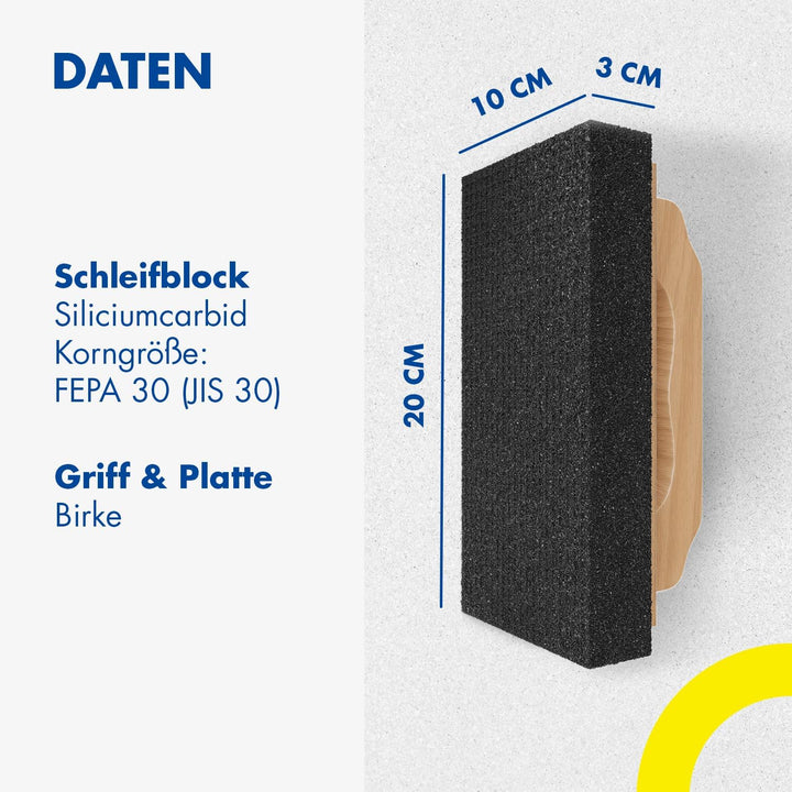 Zische Rutscher Schleifstein mit Griff 200x100x30 mm - für Beton- und Estrichoberflächen - robuster