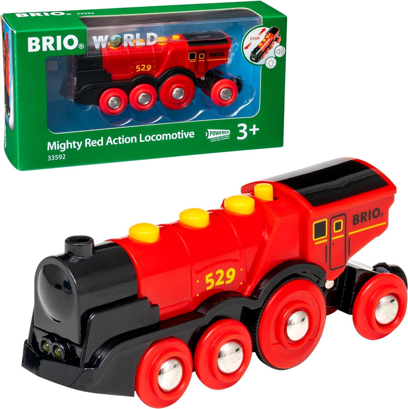 BRIO World 33592 Rote Lola elektrische Lok - Batterie-Lokomotive mit Licht & Sound - Kleinkinderspie