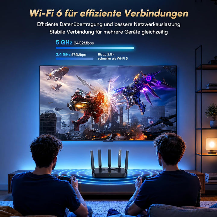 ZTE Polar AX3000 WiFi 6 WLAN-Router mit EasyMesh, Repeater, Gigabit Medium, Medium