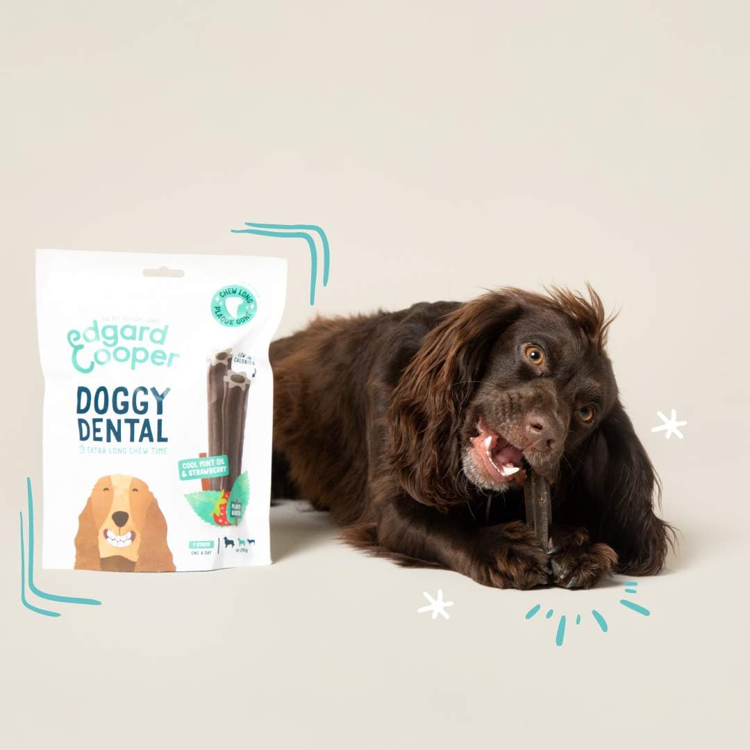 Edgard &amp; Cooper Snacks 56 Dental Stick Medium Hund Natural 8x7 Kausticks Zahnpflege Minze &amp; Erdbeere