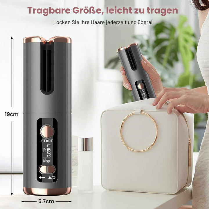 Automatischer Lockenstab, USB, wiederaufladbar, tragbar, 6 Temperaturen und Timer von 8-18 Sekunden