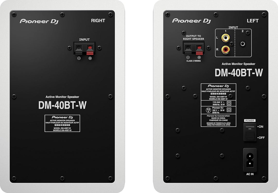 Pioneer DJ DM-40BT-W Bluetooth Studiomonitore, Weiss Weiss 4'' Bluetooth Single, Weiss 4'' Bluetooth