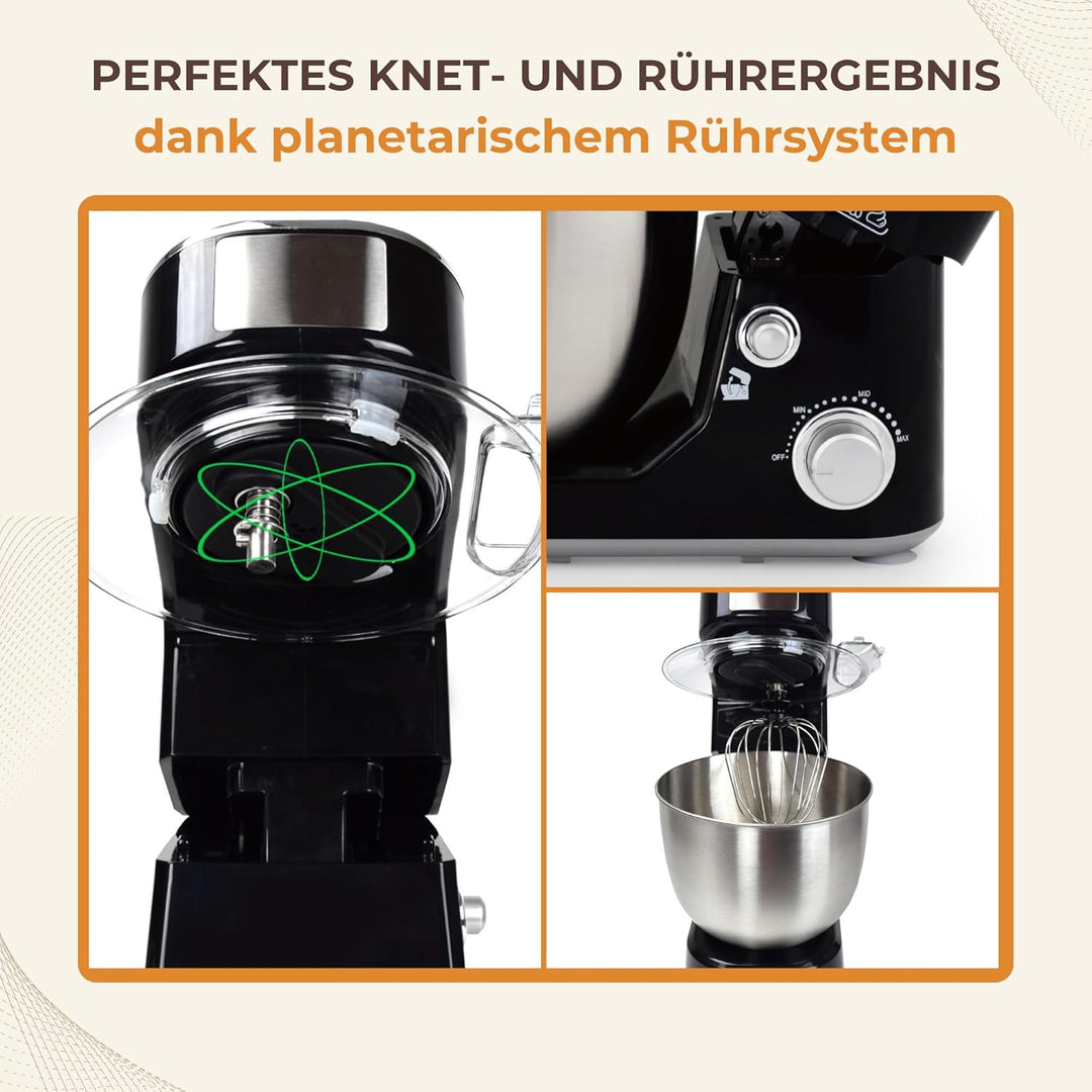 Syntrox 5,0 l Küchenmaschine Wezen | Knetmaschine | Rührmaschine | Spiralkneter, Multifunktional, 5