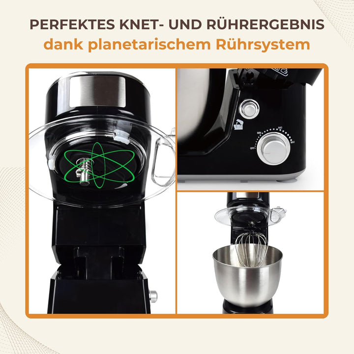 Syntrox 5,0 l Küchenmaschine Wezen | Knetmaschine | Rührmaschine | Spiralkneter, Multifunktional, 5
