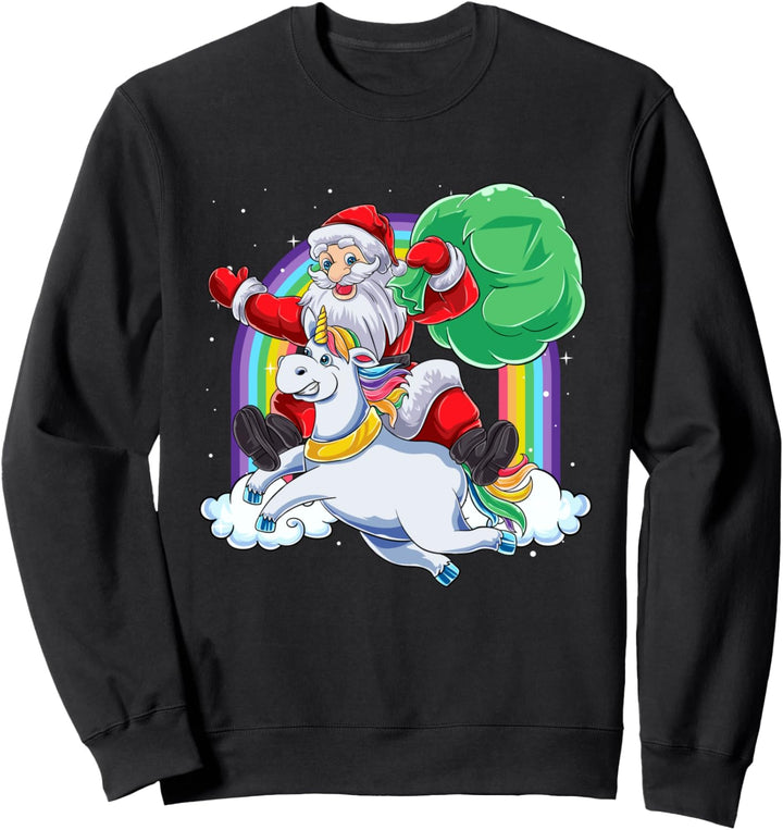 Santa Claus Reitet Einhorn Weihnachten Regenbogen Unicorn Sweatshirt