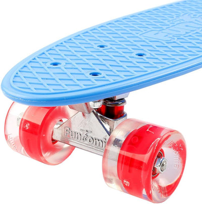 FunTomia Skateboard 57cm Mini-Cruiser Board mit T-Tool, ABEC-9 Kugellager, LED Rollen, Kinder Anfäng