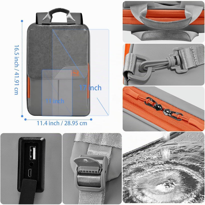 ZINZ Schlanker und Erweiterbarer Laptop-Rucksack 15,6 16 17 Zoll Reise-Business-Rucksack Regenfester
