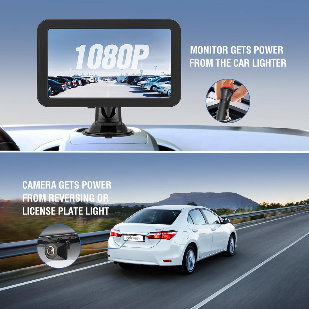 PARKVISION Rückfahrkamera Auto mit Nachtsicht, Rückfahrkamera Nachrüsten System mit 7" LCD Auto Moni