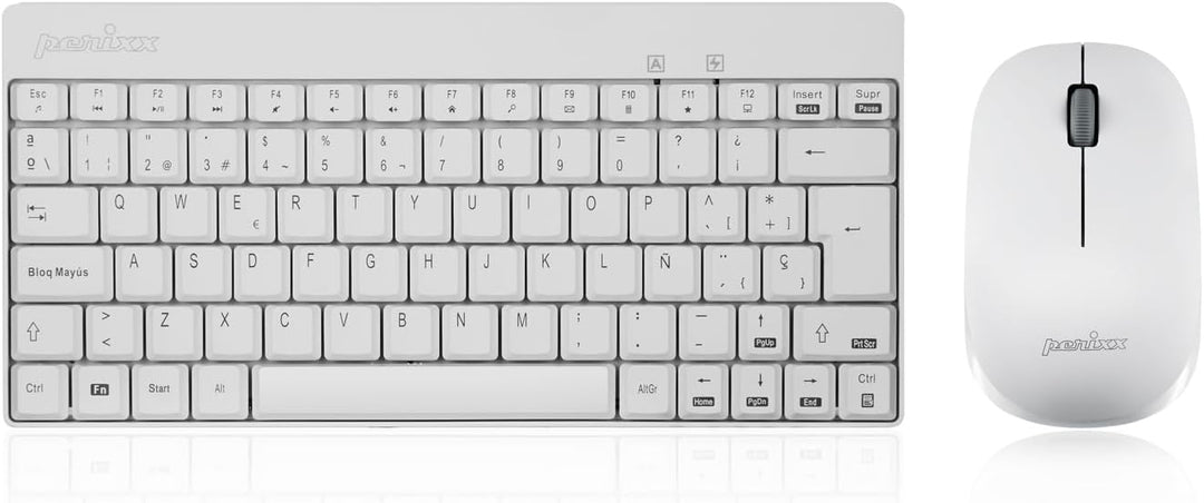 Perixx Periduo-712 Mini-Set Wireless-Tastatur und Maus, leicht und klein - Schwarz/Rot Español QWERT